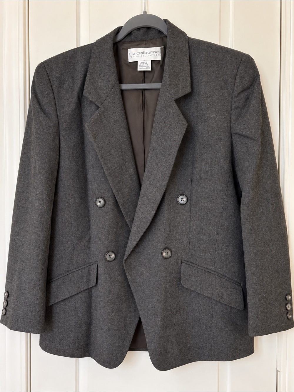 Liz Claiborne Charcoal Double-Breasted Blazer